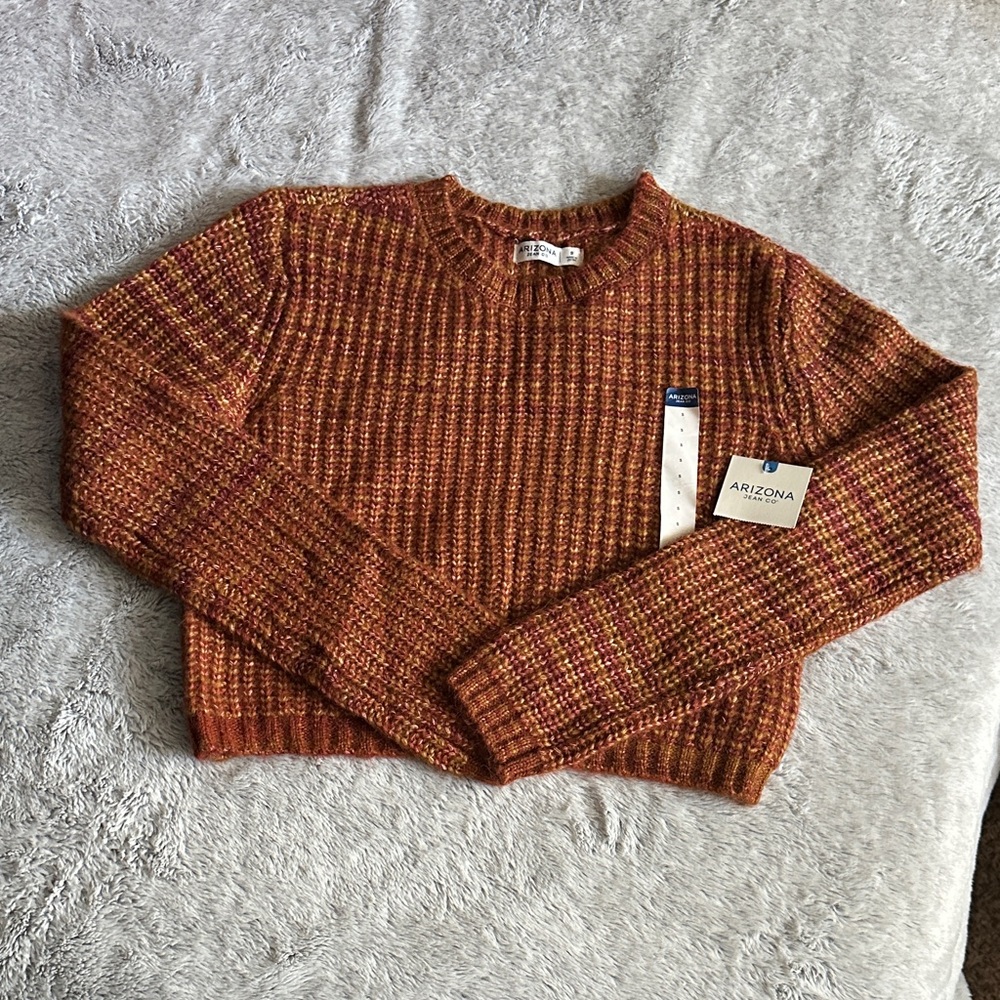 Arizona Jean Company Women's Rust and Mustard Knit Sweater